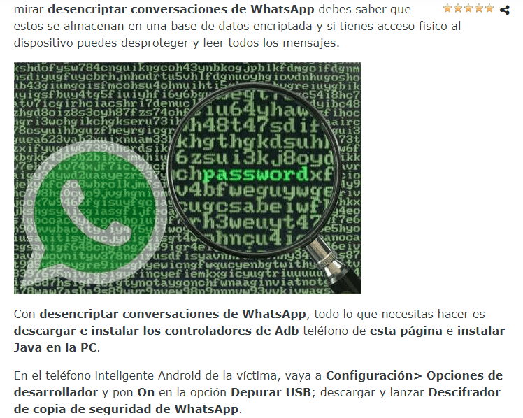 artículo competencia descifrar whatsapp SEO spinning
