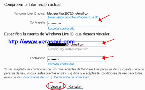 Vincular cuentas Hotmail