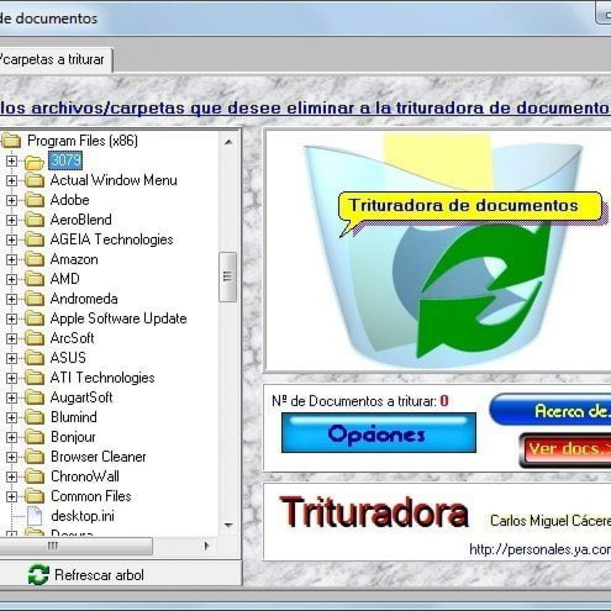 Trituradora interfaz