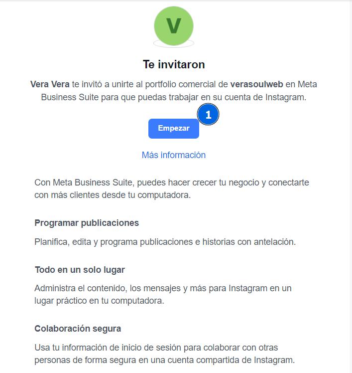Invitación para Administrar Instagram