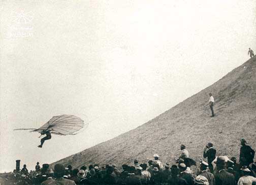 Lilienthal en pleno vuelo